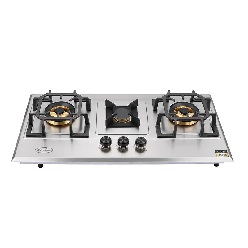 Fischer FBH-SS86-3CB Buit In Kitchen Hob Auto Ignition metal knobs Semi rapid burner